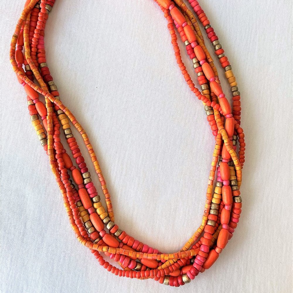 Red orange summer necklace